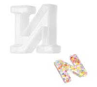 QUARKZMAN 2.5 inch Moule À Lettres en Résine, Lettre N Majuscule Alphabet 3D en Silicone pour Fabrication De Bougies DIY Artisanat Décoration Maison Fête Art Signalétique