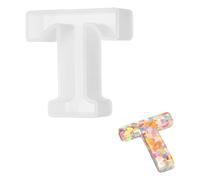 QUARKZMAN 2.5 inch Moule À Lettres en Résine, T Lettre Majuscule Alphabet 3D Moule en Silicone pour La Fabrication De Bougies DIY Artisanat Décoration Maison Fête Art Signes