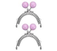 QUARKZMAN 2 Cadres De Sac Métalliques, 5cm/1.97" Perles Argent Fermoir À Baiser Arc Cadres De Sac Embossés pour Fabrication De Sacs Sac À Main Bourse À Pièces, Violet