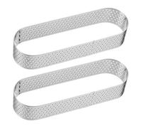 QUARKZMAN 2 Cercles à Gâteau Perforés 4,33" en Acier Inoxydable Ovale Cercle à Tartelette Antiadhésif Poli Cercle à Mousse Épaissi Outils de Pâtisserie pour Gâteau Dessert Français Fruits