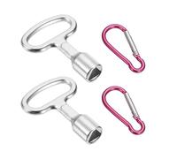 QUARKZMAN 2 clés triangulaires pour poubelle, en métal argenté avec porte-clés rose rouge, pour compteurs d'eau et d'électricité