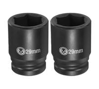 QUARKZMAN 2 Douilles À Choc Profondes 6 Points 3/4" Entraînement 29mm Métrique CR-V Acier Hex Boulon Douilles 2.4" Long Pour Auto Machine Réparation | 29 mm