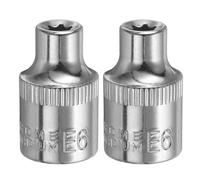 QUARKZMAN 2 douilles E-Torx 3/8" E6 externes profondes 1.2" de longueur | en CR-V 6 cannelures, pour réparations auto bricolage et artisanat