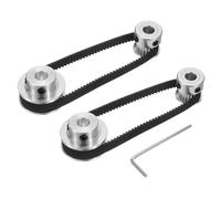 QUARKZMAN 2 Ensemble GT-2 Roue Synchrone 20&36 Dents 6.35mm Alésage, Poulie de Courroie Distribution en Alliage d'Aluminium avec 2 Pcs Longueur 200mm Largeur 6mm Courroie (20-36T-6.35B-6)