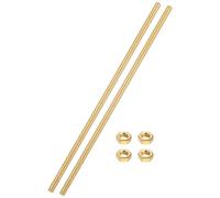 QUARKZMAN 2 Ensemble Tige Filetée Laiton M6x1mm Pas Filetage à Droite Goujons avec Écrous Hexagonaux en Laiton Massif, 200mm Longueur, Fixations pour Ancrages, Boulons, Supports, Pinces