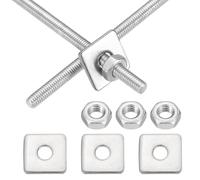 QUARKZMAN 2 Ensembles Tige Filetée M3x450mm Complètement Filetée, 201 Acier Inoxydable Tiges Filetées Barres Goujons Filetages À Droite Avec Écrou Rondelle Carrée Pour Ancrage.