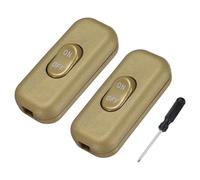 QUARKZMAN 2 Interrupteurs Inline Pour Cordon, 250V 6A Bouton Marche Arrêt Avec Tournevis Remplacement Réparation Contrôle ON OFF Pour Lampes LED Lit, Or