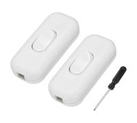 QUARKZMAN 2 Interrupteurs Inline Pour Cordon, 250V 6A Interrupteur Marche Arrêt Avec Tournevis Remplacement Réparation Bouton de Contrôle ON OFF Pour Lampe Lit Lumières LED, Blanc