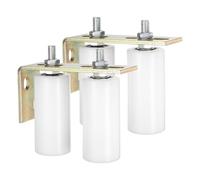 QUARKZMAN 2 Jeu De Galet Guide Pour Porte Coulissante, 5" Galets En Nylon Ensemble Support De Porte Avec Support En L Pour Montant Arrière, Guidage Universel À Roulement, Blanc