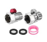 QUARKZMAN 2 Jeu De Robinet D'Arrêt Femelle X Mâle G1/2" Pour Douche, Robinet De Contrôle De Débit D'Eau En Laiton Pour Tête De Douche Avec Restricteur De Débit, Rouge/Argenté