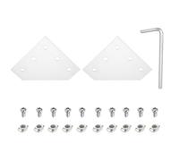 QUARKZMAN 2 Jeux De Connecteurs En Angle En L, 5 Trous Plaque De Jonction Pour Extrusion En Aluminium 3030 Avec 10 Ecrous M6 T, 10 Vis À Tête Hexagonale M6x12 Et 1 Clé M5, Argent