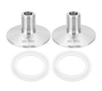 QUARKZMAN 2 Jeux Raccord hygiénique Fileté Mâle 3/8" NPT Mâle Vers 1.5" Triple Collier Bague OD 50.5mm 304 Acier Inoxydable Raccords hygiéniques Adaptateur Avec Joint En Silicone