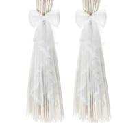 QUARKZMAN 2 Pack Bowknot Curtain Tiebacks, Lace Bow Curtain Tiebacks Drape Holder Elegant Decorative Tie Backs French Bow Decorative Rope Accessories for Home Office Decorative, White