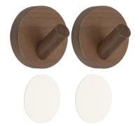 QUARKZMAN 2 Pack Crochets Mur Rond En Noyer. Crochets Muraux À Fixer Ou Adhésifs. Pour Serviettes. Chapeaux. Vêtements. Sacs. Adaptés Pour Entrée. Chambre. Cuisine