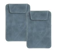 QUARKZMAN 2 Pack Mini Clipboard, 5" x 3" Leather Small With Pen Holder, Mini Size Magnetic Writing Clipboard Pour Business, Office, Restaurant And Hotel (Blue)