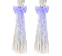 QUARKZMAN 2 Pack Nœud Papillon pour Rideaux, Attaches De Rideau en Dentelle Nœud Papillon Élégant Accessoires Décoratifs en Corde pour Maison Bureau Décoratif, Violet