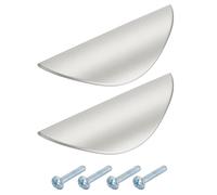 QUARKZMAN 2 Pack Poignée De Tiroir Demi-Lune, 1.26" Centre De Trou Poignées De Tiroir Alliage De Zinc Poignées De Meuble Brossées Pour Armoire De Cuisine Commode Meuble Quincaillerie, Argent