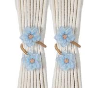 QUARKZMAN 2 Pack Rope Curtain Tiebacks, Flower Curtain Tiebacks Drape Holder Elegant Decorative Tie Backs pour Sheer/Light Weight Drapes Home Office Bedroom Window Decor, Sky Blue