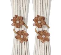 QUARKZMAN 2 Pack Rope Curtain Tiebacks, Flower Curtain Tiebacks Drape Holder Elegant Decorative Tie Backs pour Sheer/Light Weight Drapes Home Office Bedroom Window Decor, Coffee