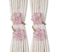 QUARKZMAN 2 Pack Rope Curtain Tiebacks, Flower Curtain Tiebacks Drape Holder Elegant Decorative Tie Backs for Sheer/Light Weight Drapes Home Office Bedroom Window Decor, Light Purple