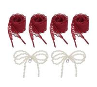 QUARKZMAN 2 Paires De Lacets Plats, 2.6CM De Largeur 100CM De Longueur, Ruban Fantaisie, Lacets Vintage Pour Femmes Sneakers Chaussures Habillées Avec Noeud Perlé, Rouge bordeaux