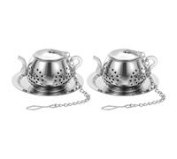 QUARKZMAN 2 Passoires À Thé, Filtre À Thé En Acier Inoxydable Avec Chaîne Et Plateau, Maillage Large Réutilisable Pour Tasses, Théières Et Mugs, Argent