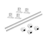 QUARKZMAN 2 Pcs 8mm x 250mm Rail Linéaire Guide Coulissant Avec 4 Pcs Roulements SCS8UU Et 4 Pcs Supports SK8 Rail Ensemble Guide Tige Linéaire Pour CNC Machine Imprimante 3D, Argent