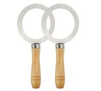 QUARKZMAN 2 Pcs Anneaux En Acier Inoxydable Pour Tasses À Thé, Joints 95mm Couvre-Bords Pour Lait Café Pour DIY Desserts Crème Brûlée Préparation De Café, Ton Argenté/Couleur Bois