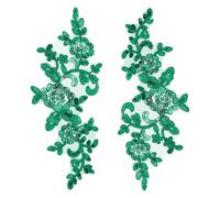 QUARKZMAN 2 Pcs Appliques Dentelle Fleur Dentelle 3D Broderie Paillettes Patch Couture Addition Embellissements Pour Wedding Bridal Dress Clothes DIY Crafts Accessories, Vert olive (24cm)