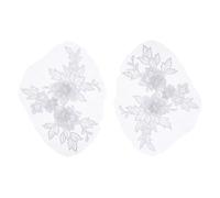 QUARKZMAN 2 Pcs Appliques Dentelle Fleurie 3D Broderie Dentelle Patch Couture Addition Embellissements pour Robe de Mariée Vêtements DIY Artisanat Accessoires, Blanc (20cm)