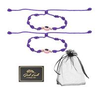 QUARKZMAN 2 Pcs Bracelet Œil Maléfique, Bracelet Tressé À Nœuds Artisanaux Cordon Réglable Résistant À L'Eau Ensemble Porte-Bonheur Avec Carte & Sac Maille Pour Protection Chance.