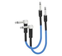 QUARKZMAN 2 Pcs Câbles De Guitare Patch 16 Inch Cordon Pour Pedalboard 1/4 Inch Métal Droit Coude TS Angle Droit Cordon De Guitare Patch Pour Instrument Effet Pedal Console De Mixage, Bleu