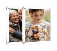 QUARKZMAN 2 Pcs Cadre Magnétique de Frigo en Acrylique 12 x 12 cm Carré Transparent Aimants de Frigo Cadres Photo Magnétiques Double Face Réfrigérateur pour Fujifilm Mini Photo