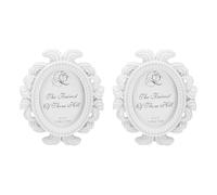 QUARKZMAN 2 Pcs Cadres Photo Vintage En Résine, 3.7" x 3.1" Mini Cadres Photo Oval Rectangle Cadres Murau* cadre D’affichage Porte-Photo Murale Domicile Présentation Bijoux Hôtel, Blanc