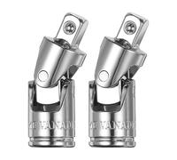 QUARKZMAN 2 Pcs Cardan Universel Pour ouille 1/4" Acier 40CR Traité Thermiquement Douille À Choc Pivotante 90 Degrés Cardan Universel Pour Outil De Serrage, Argent