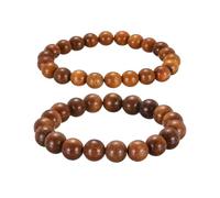 QUARKZMAN 2 Pcs Chapelet Bracelet, 10/8MM Dia Perle Naturelle En Bois Mala Bracelets Lien Poignet Avec Sac Pour Hommes Femmes Perle Élastique Artisanat Bangle, Couleur Palissandre
