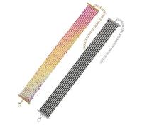 QUARKZMAN 2 Pcs Collier Court À Paillettes Larges Rouge/Noir | Collier Métallique Brillant À Mailles Court Punk, Pour Accessoires Femme Soirée Banquet Tenue Quotidienne