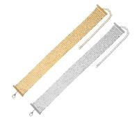 QUARKZMAN 2 Pcs Collier Large À Paillettes, Collier Court En Maille Métallique Brillant Paillettes Punk Chaîne Pour Accessoires Femme Soirée Banquet Tenue Quotidienne, Or/Argent