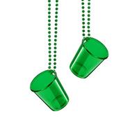 QUARKZMAN 2 Pcs Colliers Verres À Shot, 2 oz Verres À Shot Sur Collier Perlé, Verres En Plastique Chaîne Perles Pour Cadeaux De Fête Anniversaire Mariage Accessoires De Festival, Vert