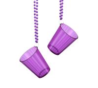 QUARKZMAN 2 Pcs Colliers Verres À Shot, 2 oz Verres À Shot Sur Collier Perlé, Verres En Plastique Perles Chaîne Rayés Pour Cadeaux De Fête Anniversaire Mariage Festival Accessoires, Purple