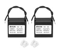 QUARKZMAN 2 Pcs Condensateur CBB61, 10UF 450V 2 Fils Condensateur de Démarrage de Moteur de Ventilateur de Plafond pour Ventilateur de Plafond, Générateur de Moteur, SoUFfleur, Noir