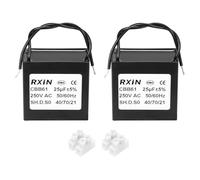 QUARKZMAN 2 Pcs Condensateur CBB61, 25UF 450V 2 Fils Condensateur de Démarrage de Moteur de Ventilateur de Plafond pour Ventilateur de Plafond, Générateur de Moteur, SoUFfleur, Noir