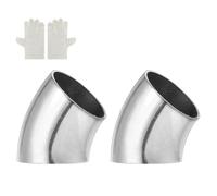 QUARKZMAN 2 Pcs Coude Inox 28mm OD à 45 Degrés avec Gants de Soudage, 16 GA/1.5mm Épaisseur Acier Inoxydable 304 Coude d'Évacuation à 45° pour Système d'Évacuation, Rampe d'Escalier CVC
