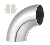 QUARKZMAN 2 Pcs Coude Inox 45mm OD à 90 Degrés avec Gants de Soudage, 14 GA/2mm Épaisseur Acier Inoxydable 304 Coude d'Évacuation à 90° pour Système d'Évacuation, Rampe d'Escalier CVC
