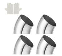 QUARKZMAN 2 Pcs Coude Inox 60mm OD à 45 Degrés avec Gants de Soudage, 18 GA/1.2mm Épaisseur Acier Inoxydable 304 Coude d'Évacuation à 45° pour Système d'Évacuation, Rampe d'Escalier CVC