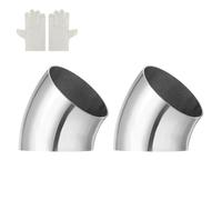 QUARKZMAN 2 Pcs Coude Inox 63mm OD à 45 Degrés avec Gants de Soudage, 16 GA/1.5mm Épaisseur Acier Inoxydable 304 Coude d'Évacuation à 45° pour Système d'Évacuation, Rampe d'Escalier CVC