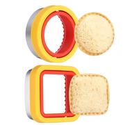 QUARKZMAN 2 Pcs Coupe-Sandwich Et Scelleur, Mignons Emporte-Pièces, Accessoires Déjeuner Scelleur Pain Formes Carrée Ronde Pour Lunchbox DIY Cookie Bento Cadeau, Rouge/Jaune