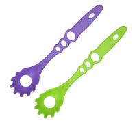 QUARKZMAN 2 Pcs Cuillère À Pâtes Avec Dents, Fourchette À Pâtes En Nylon Anti-Adhésive Résistante À La Chaleur Cuillère À Nouilles Passoire Pince Avec Trous De Mesure Pour Cuisine