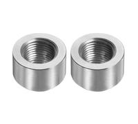 QUARKZMAN 2 Pcs Douille Pour Capteur D'Oxygène, 3/8" NPT 0.63" Longueur Douille Femelle En Aluminium À Souder, Style Étape Adaptateur Fileté Raccord De Tube Connecteurs, Ton Argenté