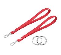 QUARKZMAN 2 Pcs Dragonne de Poignet, Dragonne de Poignet en Cuir Pu avec Anneau en Cercle pour Étui de Téléphone Clés Portefeuille, Rouge